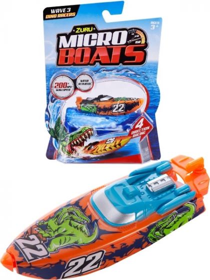 Zuru Micro Boats wave 3 Dino Racers - motorisert båt som aktiveres i vann - oransje