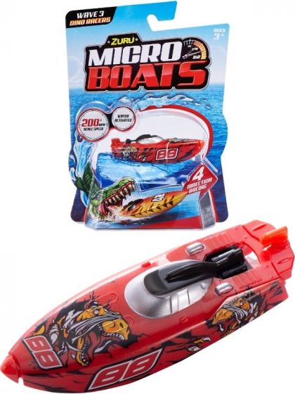 Zuru Micro Boats wave 3 Dino Racers - motorisert båt som aktiveres i vann - rød