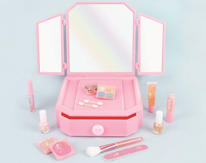 Make it Real Mirrored Vanity and Cosmetic Set - sminkebord med skuff, foldbare speil og sminke
