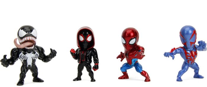 SpiderMan die-cast figur sæt - 4 figurer i metal - 6 cm høje