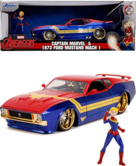 Avengers Captain Marvel bil - Ford Mustang Mach 1 med figur - 17,5 cm lång