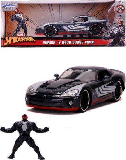 SpiderMan Venom leksaksbil - 2008 Dodge Viper med figur - 17,5 cm lång