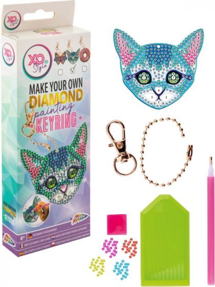Grafix Diamond Painting nøkkelring med perlekunst - Katt