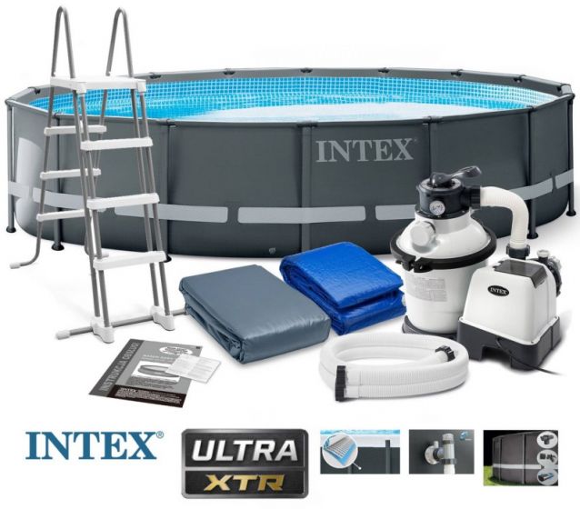 Intex Ultra XTR Frame Pool - rund rambassäng med sandfilterpump - 488x122 cm - komplett paket