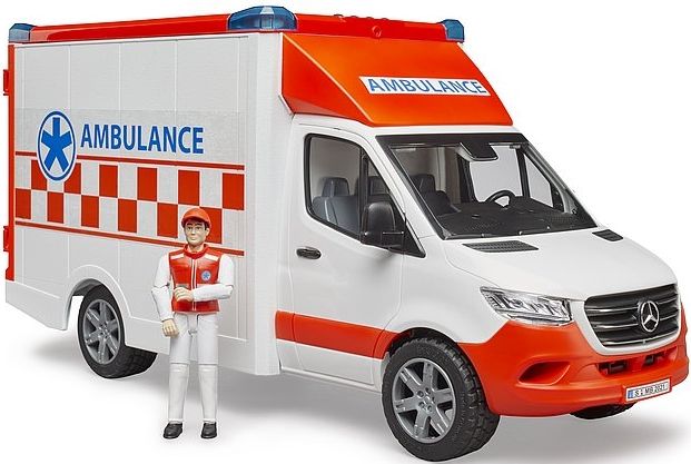 Bruder Mercedes Benz Ambulanse med sjåfør - sykebil med lyd og lys - 02676