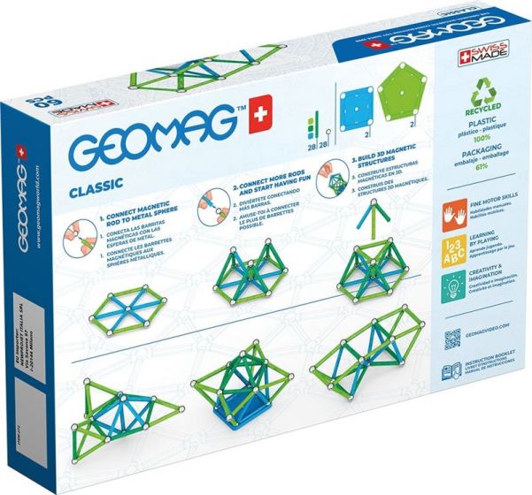 Geomag Classic Green Line - magnetisk byggesett i resirkulert plast - 60 deler