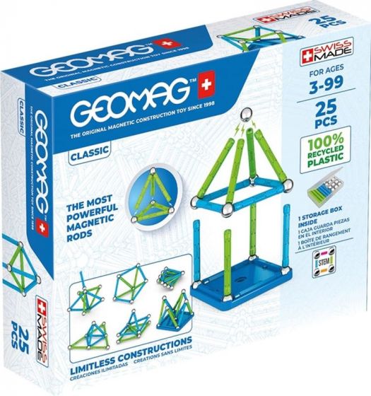 Geomag Classic Green Line - magnetisk byggesett i resirkulert plast - 25 deler