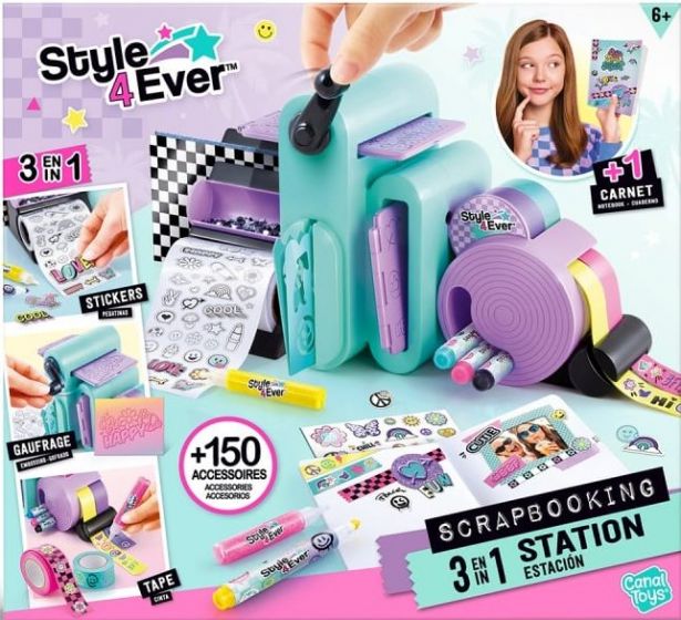 Style 4 Ever Scrapbooking Studio - arbejdsstation med klistermærker, glitterlim, tusser, mønsterark og mere