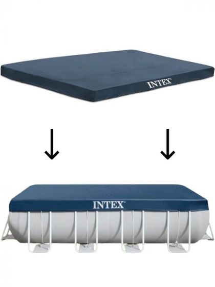 Intex Pool Cover - overtrekk med dreneringshull til rektangulært rammebasseng - 400 x 200 cm