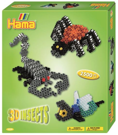 Hama Midi 3D insekter - eske med perler og perlebrett - 2500 Midi perler