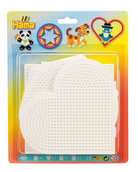 Hama Midi pärlplattor 4 pack - hjärta, cirkel, fyrkant och hexagon