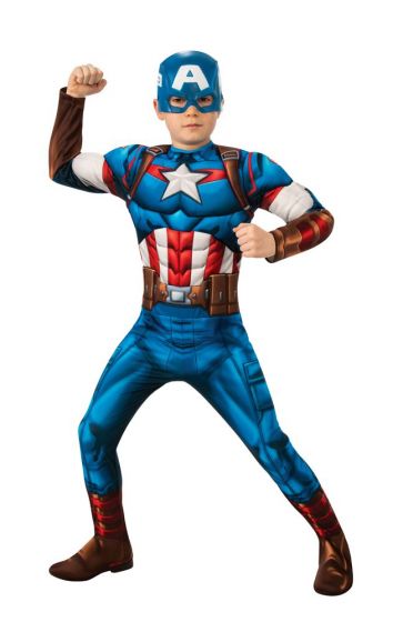 Avengers Captain America deluxe kostyme - large - 7-8 år - heldrakt og maske