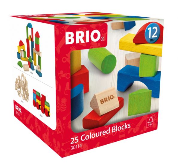BRIO farvede byggeklodser i træ 25 stk. - 30114