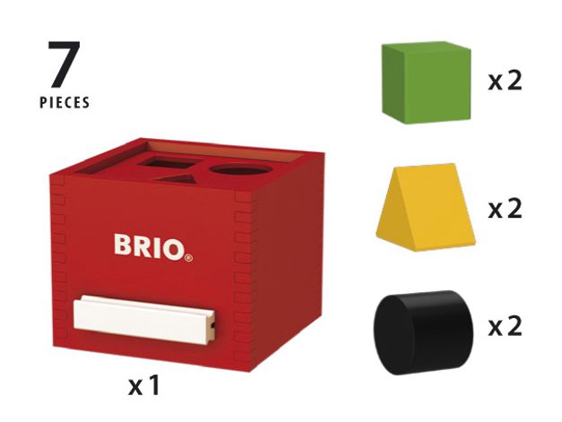 BRIO klassisk puttekasse med 7 klodser - rød - 30148