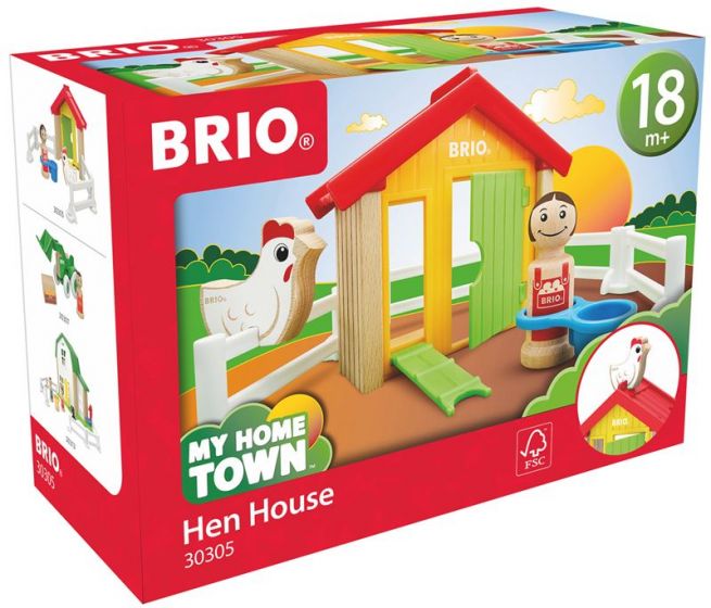 BRIO My Home Town Hønsehus 30305 - hønsehus med figur og høne - 8 deler