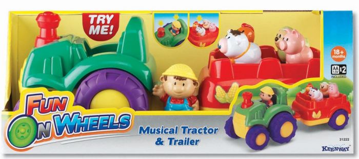 Keenway musikalsk traktor med bonde og dyrefigurer