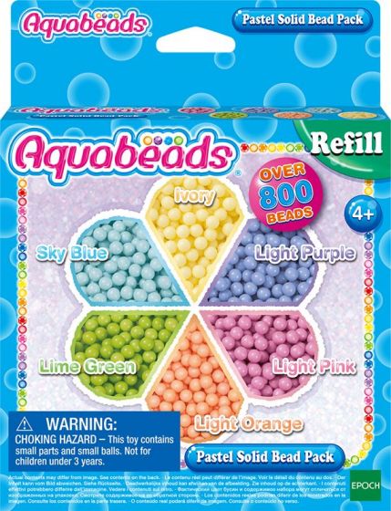 Aquabeads Pastel solid Bead pack  - Refill-paket med 800 vattenpärlor i 6 olika pastell färger 