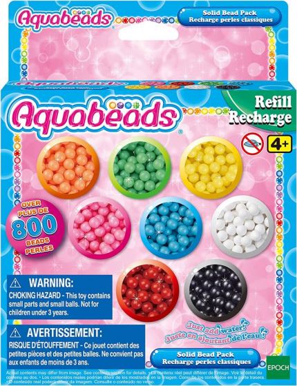 Aquabeads Solid Bead refill-sett med 800 vannperler i 8 forskjellige farger