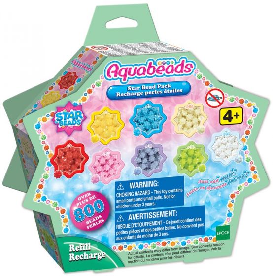 Aquabeads Star Bead pack - Refill-pakke med 800 stjerne-vannperler i 8 ulike farger 