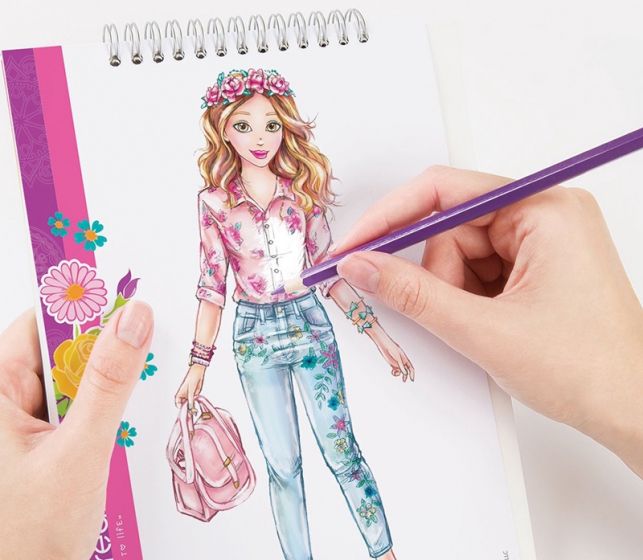 Make it Real Fashion Design Sketchbook - Blooming Creativity - tegneblokk med klistremerker og stensiler