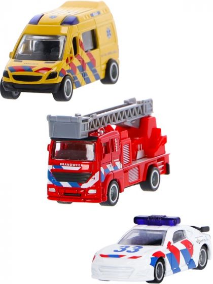 Rapid Wheels 3-pack Die Cast utrykningskjøretøy - politibil, brannbil og ambulanse