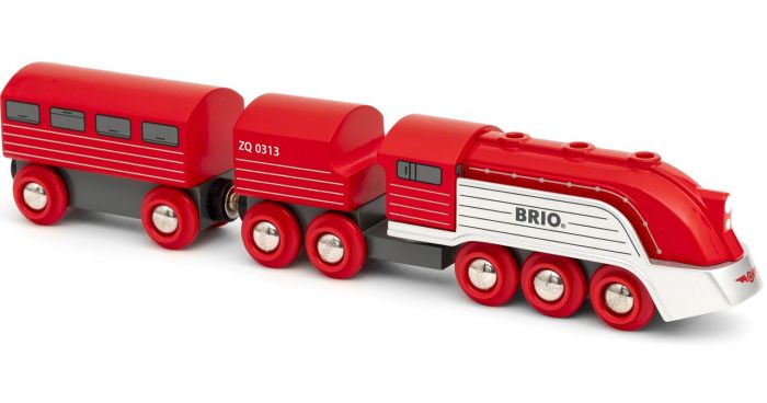 BRIO Strömlinjeformat tåg - lok med två vagnar 33557