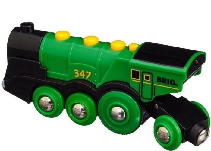 BRIO World Stort, grønt lokomotiv 33593 - batteridrevet med lys og lyd