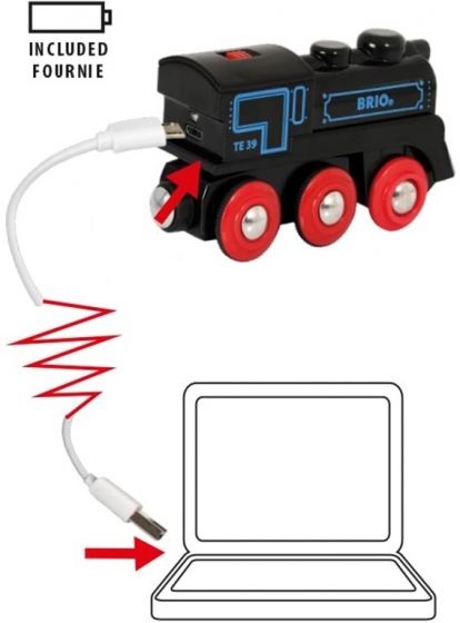 BRIO World oppladbart lokomotiv med mini-USB-ledning - 33599