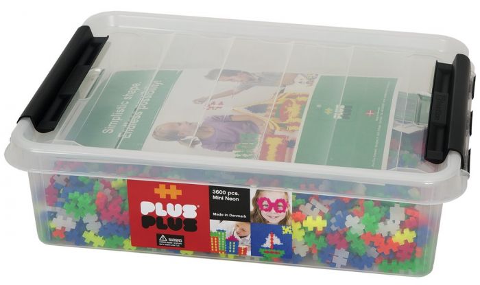 Plus Plus Neon educational - 3600 byggeklosser med oppbevaringsboks - ekstra stort sett også til skole og barnehage 