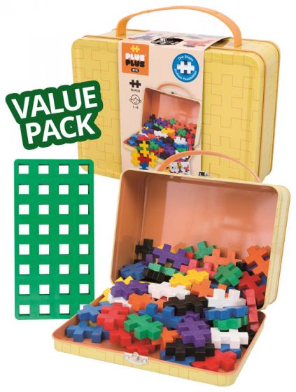 Plus Plus BIG Basic Value Pack - byggsats med 70 bitar och byggplatta - i metallväska