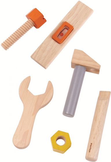PlanToys Verktøybelte med verktøy i tre - 7 deler