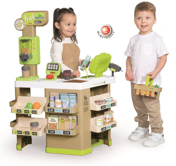 Smoby Fresh market - organisk lekebutikk med lys og lyd - med handklekurv, lekemat og mer