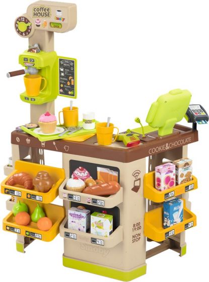 Smoby Coffee House lekset - elektronisk kaffebar med leksaksmat och tillbehör - 63 delar