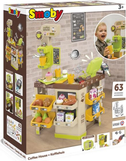 Smoby Coffee House lekset - elektronisk kaffebar med leksaksmat och tillbehör - 63 delar