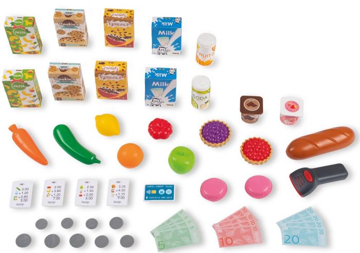 Smoby Maxi Market affär med leksaksmat och pengar - kundvagn ingår