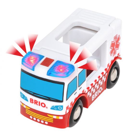 BRIO World Redningsteam togsett 36025 - innholdsrikt lekesett med politi, ambulanse og brannvesen - lys og lyd