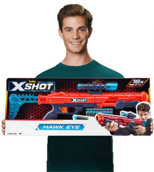 Zuru X-Shot Excel Hawk Eye - blaster med kikkertsikte og 16 darts