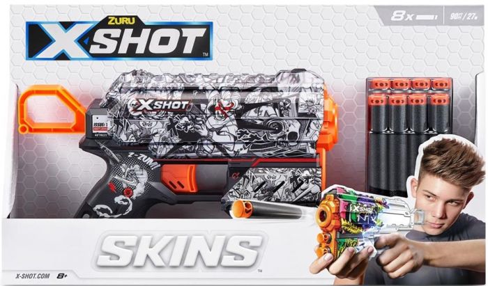 Zuru X-Shot Skins Flux blaster med 8 dartpiler