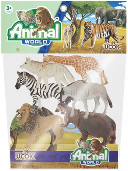 Animal World figursæt med vilde dyr - 6 figurer
