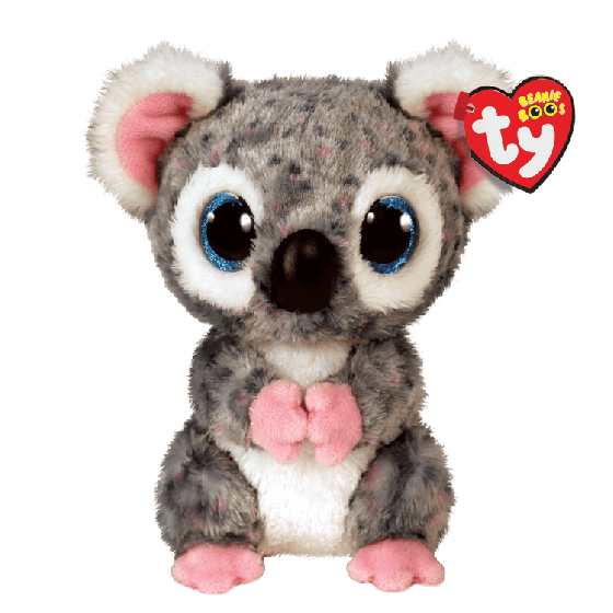 Ty Beanie Boos Karli gosedjur regular - grå Koala med rosa och mörka prickar - 15 cm