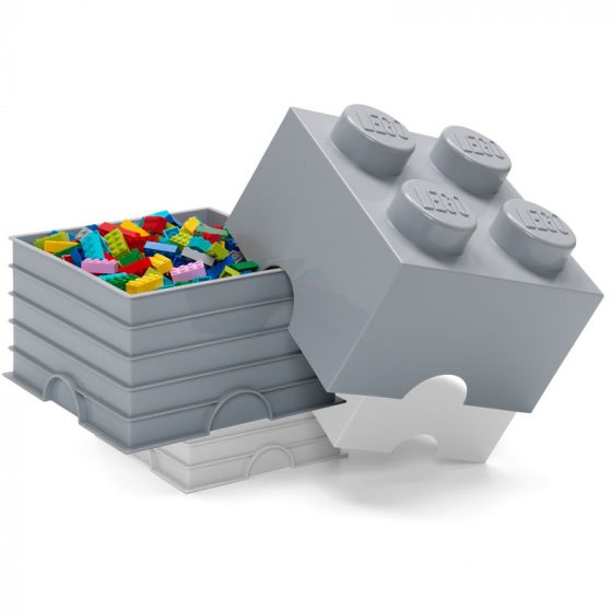 LEGO Storage Brick 4 - förvaringslåda med lock - Medium Stone Grey - Design Collection