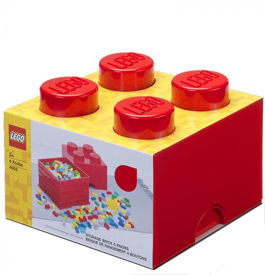 LEGO Storage Brick 4 - oppbevaringsboks med lokk - 25 x 25 cm - bright red