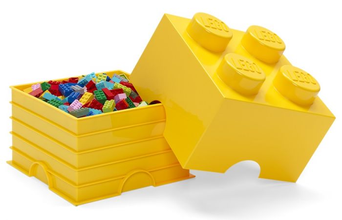LEGO Storage Brick 4 - oppbevaringsboks med lokk - 25 x 25 cm - bright yellow