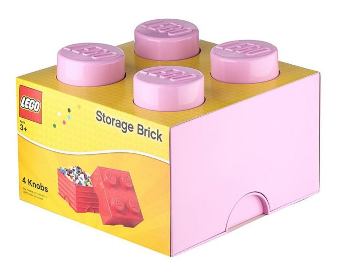 LEGO Storage Brick 4 - opbevaringsklods med låg - 25 x 25 cm - lyserød - Design Collection