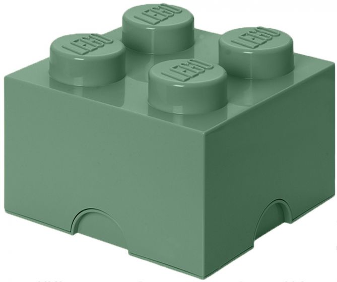 LEGO Storage Brick 4 - oppbevaringsboks med lokk - 25 x 25 cm - sand green