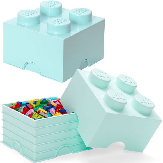 LEGO Storage Brick 4 - oppbevaringsboks med lokk - 25 x 25 cm - aqua - design collection