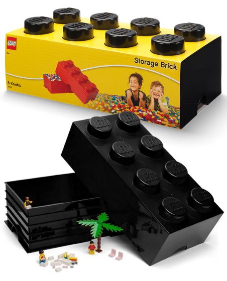 LEGO Storage Brick 8 - opbevaringsklods med låg - 50 x 25 cm - black