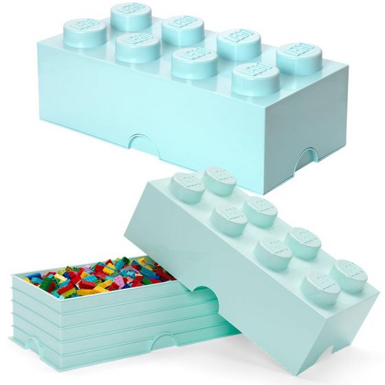 LEGO Storage Brick 8 - oppbevaringsboks med lokk - 50 x 25 cm - aqua - design collection