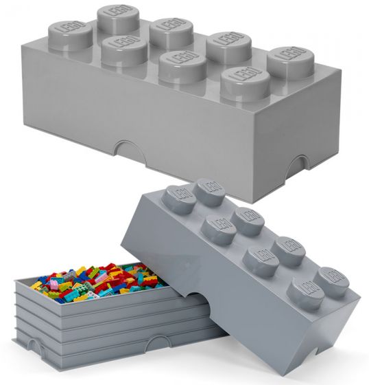 LEGO Storage Brick 8 - oppbevaringsboks med lokk - 50 x 25 cm - medium stone grey - design collection