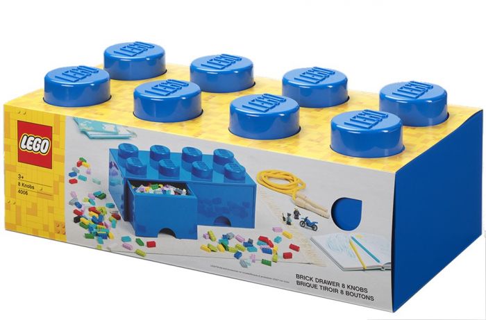 LEGO Storage Brick Drawer 8 - stor oppbevaringskloss med 2 skuffer - 50 x 25 cm - bright blue